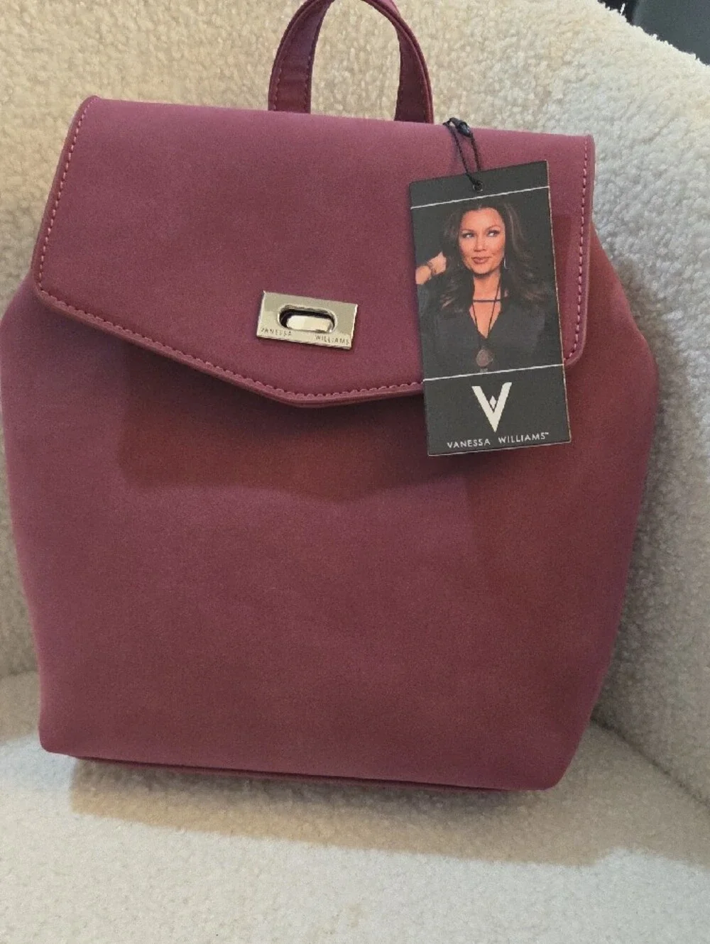 Elegant Mauve Mini Backpack with Turn-Lock Closure